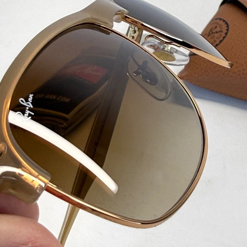 Ray-Ban RB4342 6166/13 Transparent Tan Brown Gradient Square Sunglasses Italy